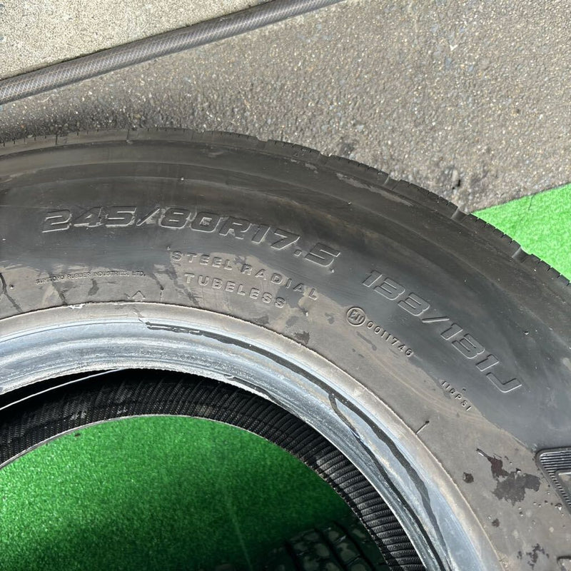 245/80R17.5　133/131J ダンロップ　SP688地山中古　　美品　6本セット：40000円