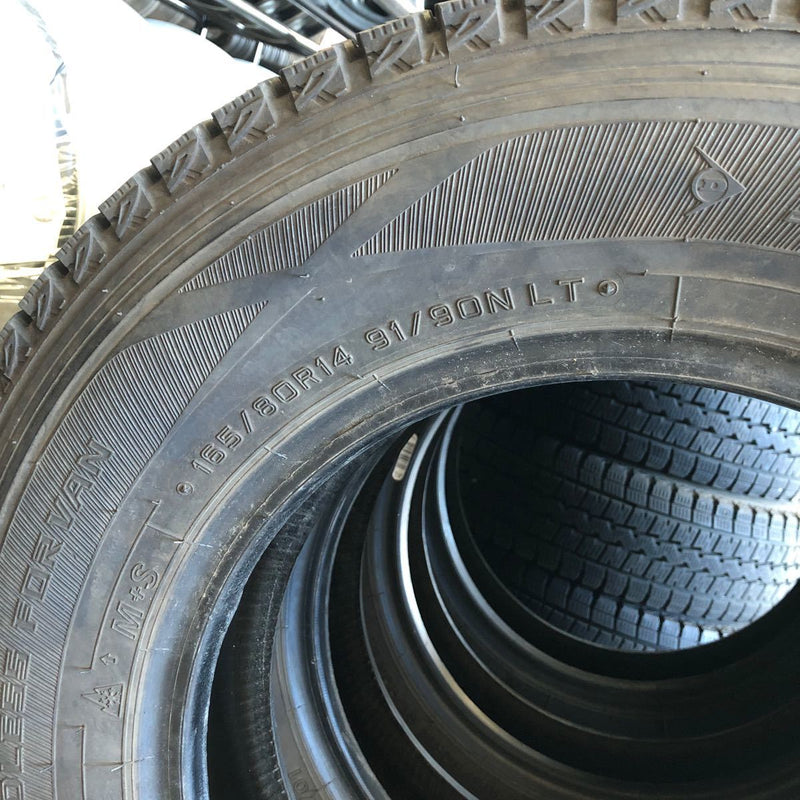 DUNLOP 165/80R14 LT 中古スタッドレスタイヤ4本セット:20000円