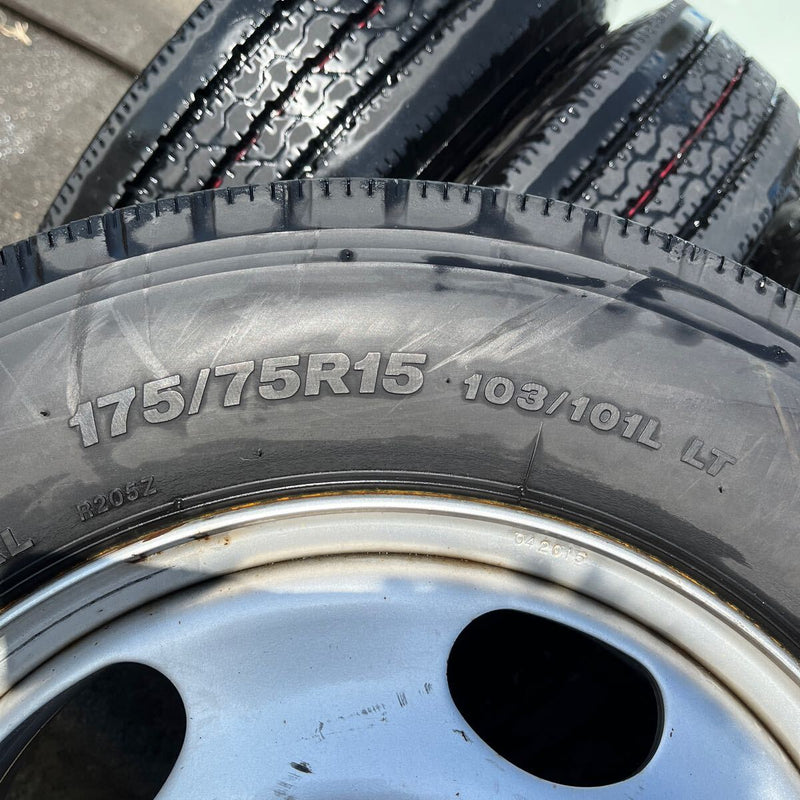 中古鉄ホイールセット　175/75R15 BRIDGESTONE, R205 中古　三菱キャンター６穴　激安美品　6本セット：48000円