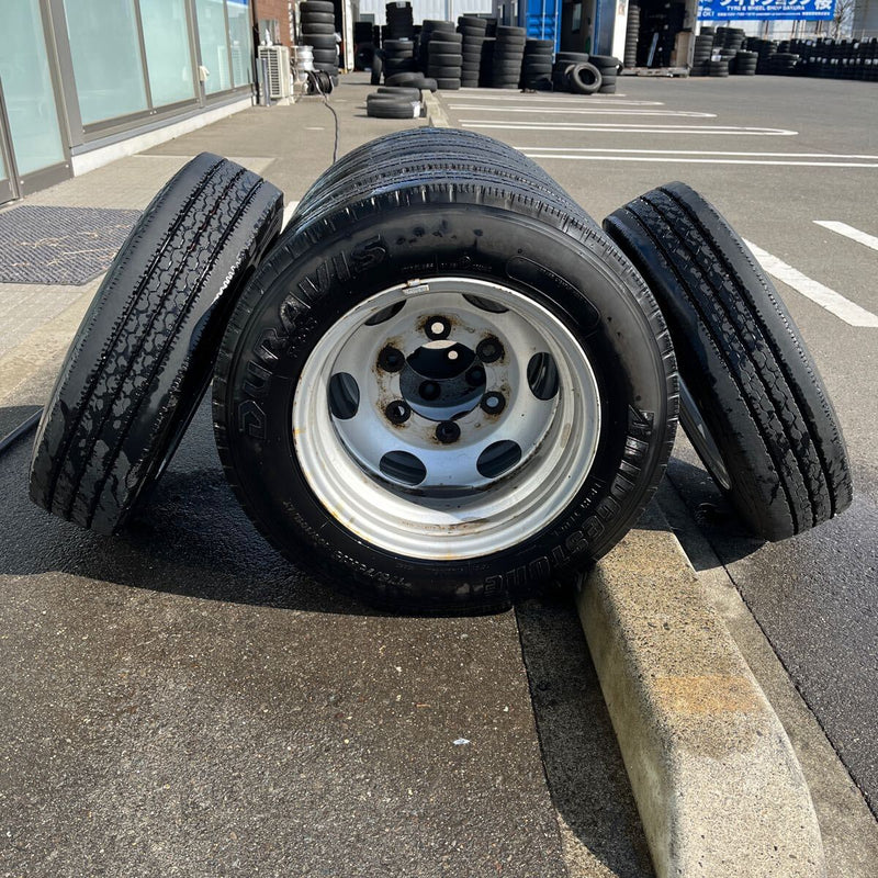 中古鉄ホイールセット　175/75R15 BRIDGESTONE, R205 中古　三菱キャンター６穴　激安美品　6本セット：48000円