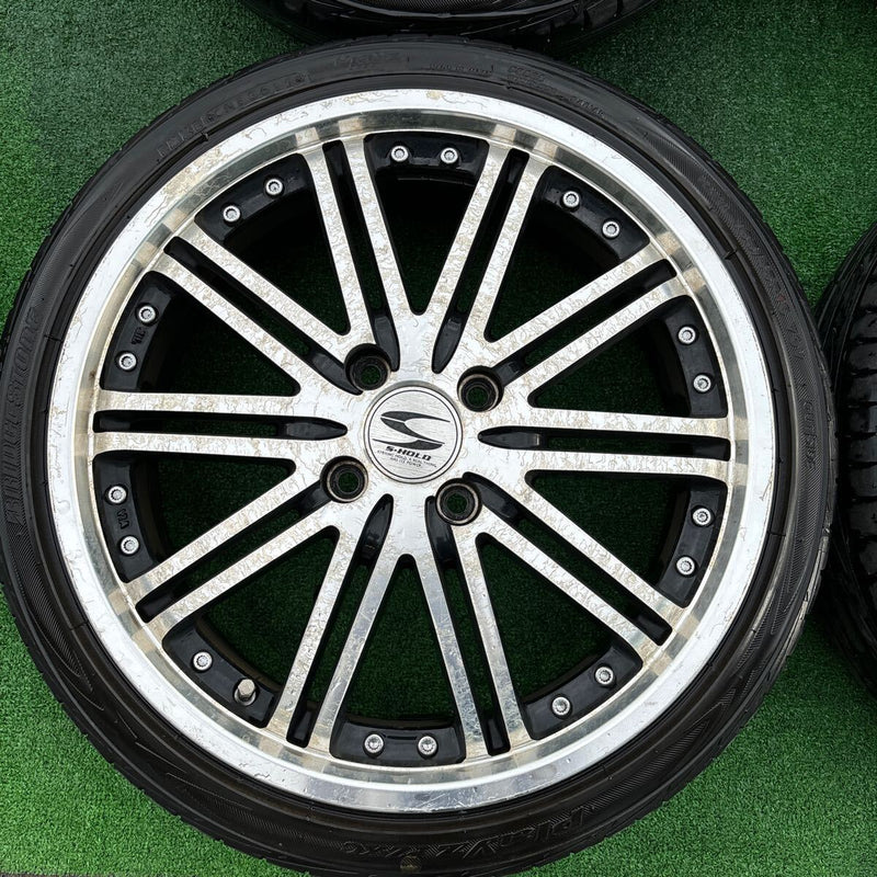 165/45R16 BRIDGESTONE PLAYZ アルミホイール付き！　16×5.5 4H 100+48 中古夏タイヤ　軽用　4本セット:30000円