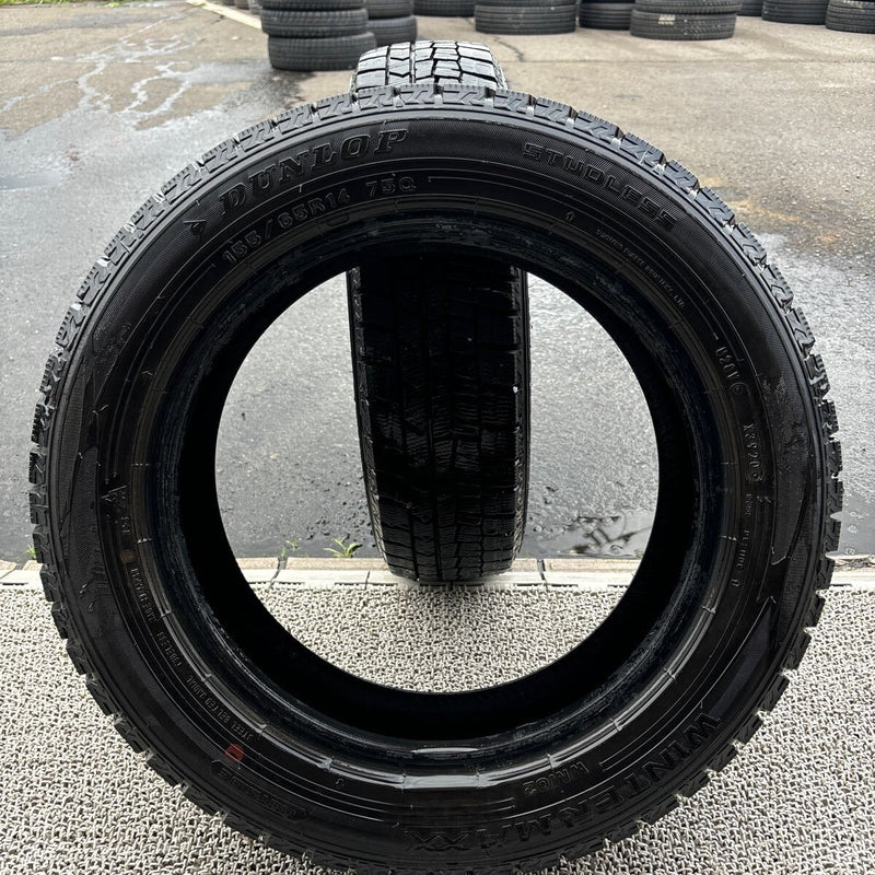 ダンロップ 155/65R14 WM02 中古スタッドレスタイヤ 2本:6000円