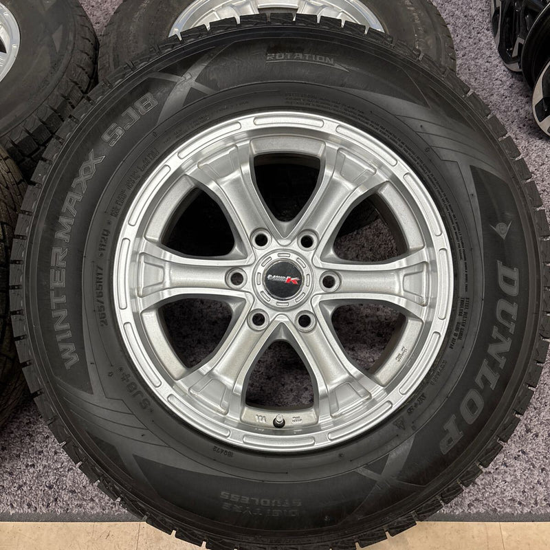 265/65R17 DUNLOP WM SJ8 ホイール付き！　BIGWAY B-MUD K 17×7.5 6/139.7＋25 中古スタッドレス　4本セット:50000円