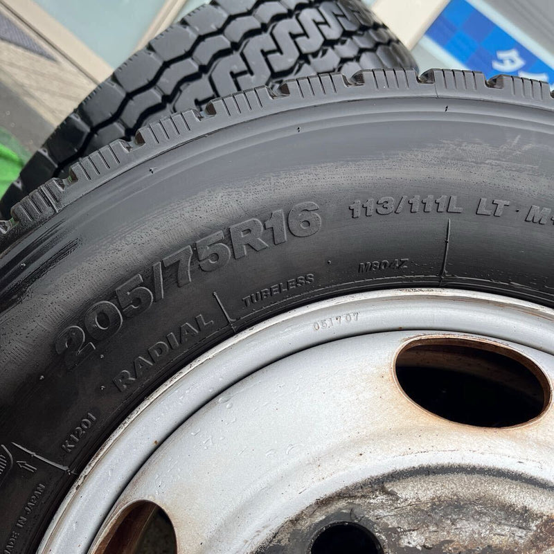 205/75R16 鉄ホイール付、16.5×5.5の5穴BRIDGESTONE 6本セット:80000円