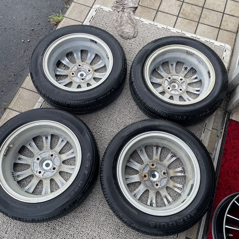 155/65R14 アルミホイール付き　4穴　中古夏タイヤ　4本セット: 24000円
