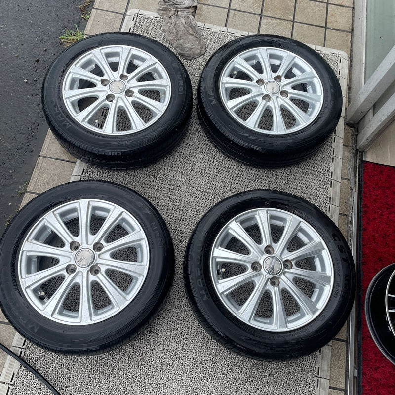 155/65R14 アルミホイール付き　4穴　中古夏タイヤ　4本セット: 24000円