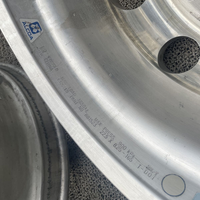 アルコア　アルミホイール　22.5×8.25 . 10穴 (295/80R22.5及び11R22.5などに使用) 激安美品　　4本セット：71800円