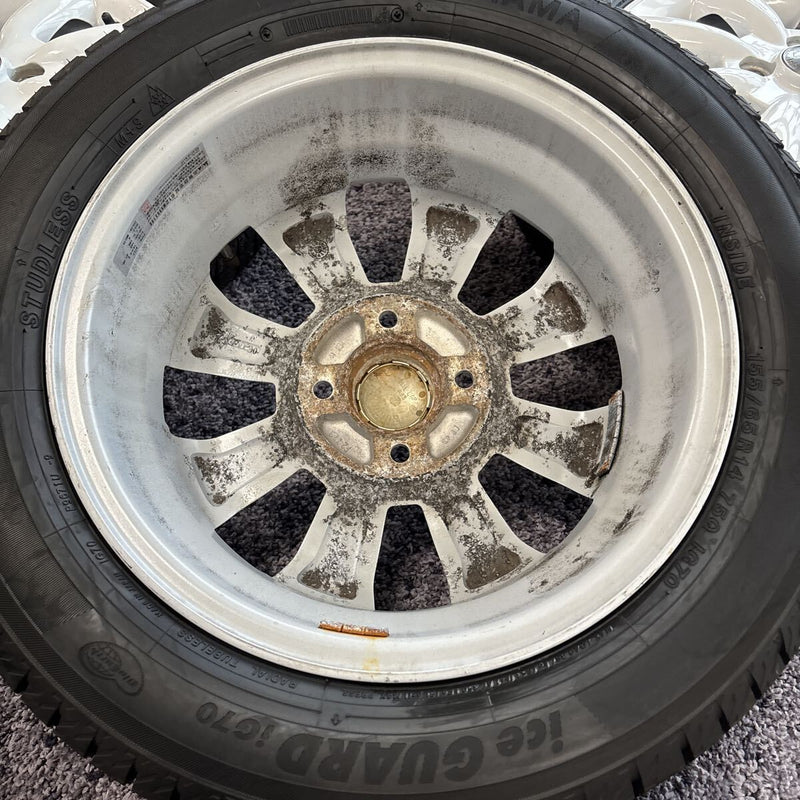 155/65R14 YOKOHAMA ホイール付きスタッドレスタイヤ4本セット:35000円③