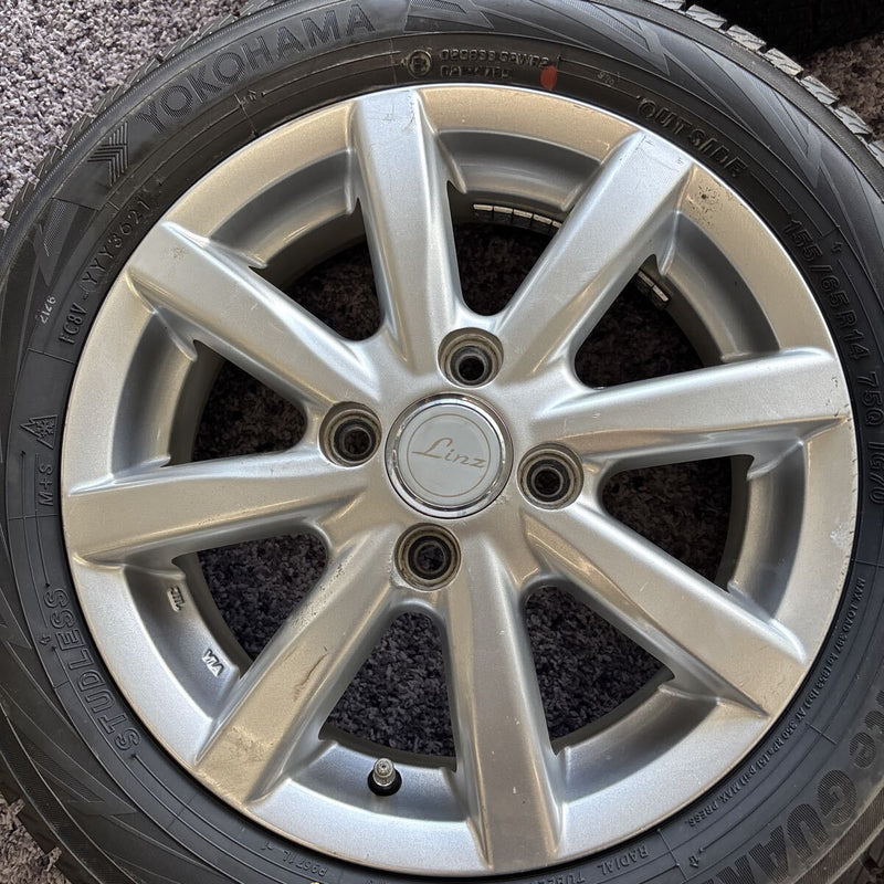 155/65R14YOKOHAMAホイール付きスタッドレスタイヤ4本セット:33000円⑧