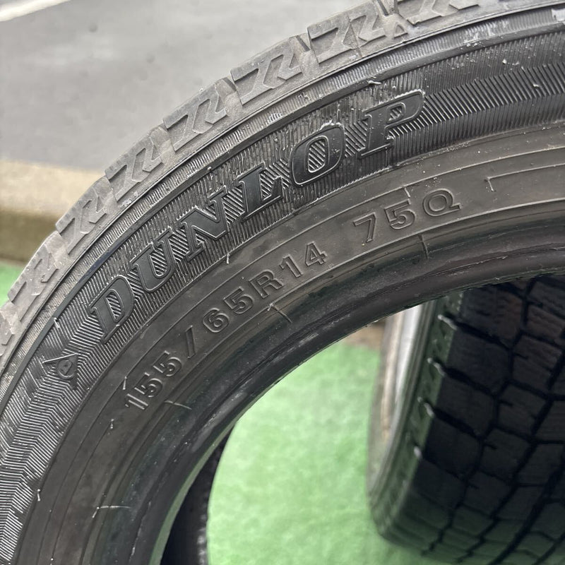 155/65R14 DUNLOP WM02 中古スタッドレスタイヤ２本セット:7500円