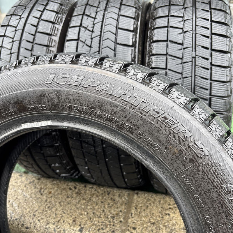 155/65R13 BRIDGESTONE アイスパートナー2 中古スタッドレスタイヤ4本セット:12000円