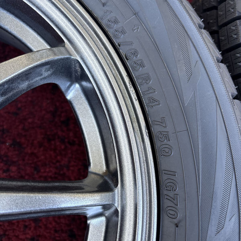 155/65R14 YOKOHAMA ホイール付スタッドレスタイヤ4本セット:33500円 Ｂ