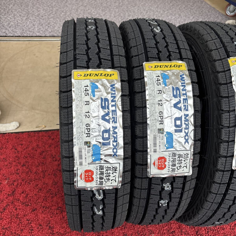 145R12 6PR DUNLOP WM SV01 新品 スタッドレス 4本セット:18500円 | 桜 